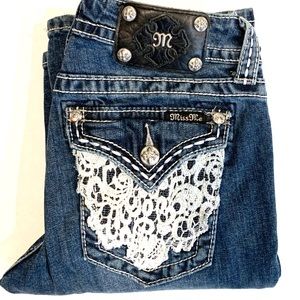 Miss me boot cut jeans size 28 with lace back